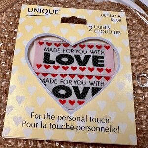 💛 Vintage UNIQUE Sewing Labels — “Made for You with LOVE” 💛